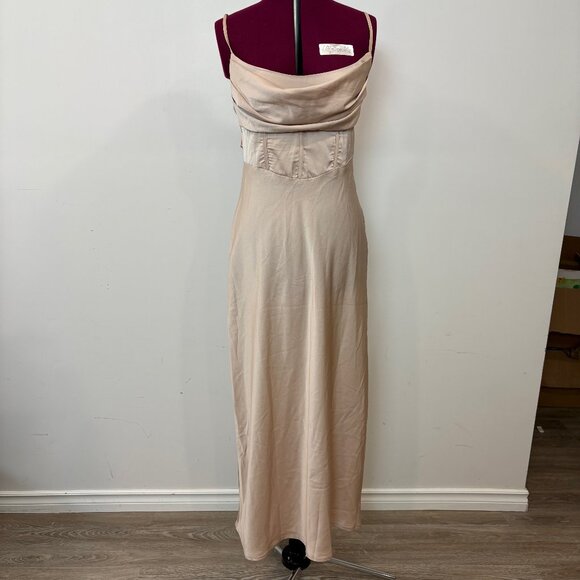 Princess Polly Lillie Midi Dress Beige sz 10 Prom Formal Wedding Guest Dress - Picture 3 of 12